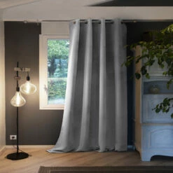 Rideau Occultant Thermique à œillets 180x260 13 Rideau Occultant Thermique à œillets 180x260 -Doublures De Lit Soldes 2024 rideau polaire gris 2 5