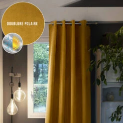 Rideau Occultant Thermique à œillets 140x260 16 Rideau Occultant Thermique à œillets 140x260 -Doublures De Lit Soldes 2024 rideau polaire jaune 140x260