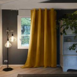 Rideau Occultant Thermique à œillets 180x260 15 Rideau Occultant Thermique à œillets 180x260 -Doublures De Lit Soldes 2024 rideau polaire jaune 2 5