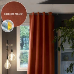Rideau Occultant Thermique à œillets 140x260 19 Rideau Occultant Thermique à œillets 140x260 -Doublures De Lit Soldes 2024 rideau polaire orange 140x260