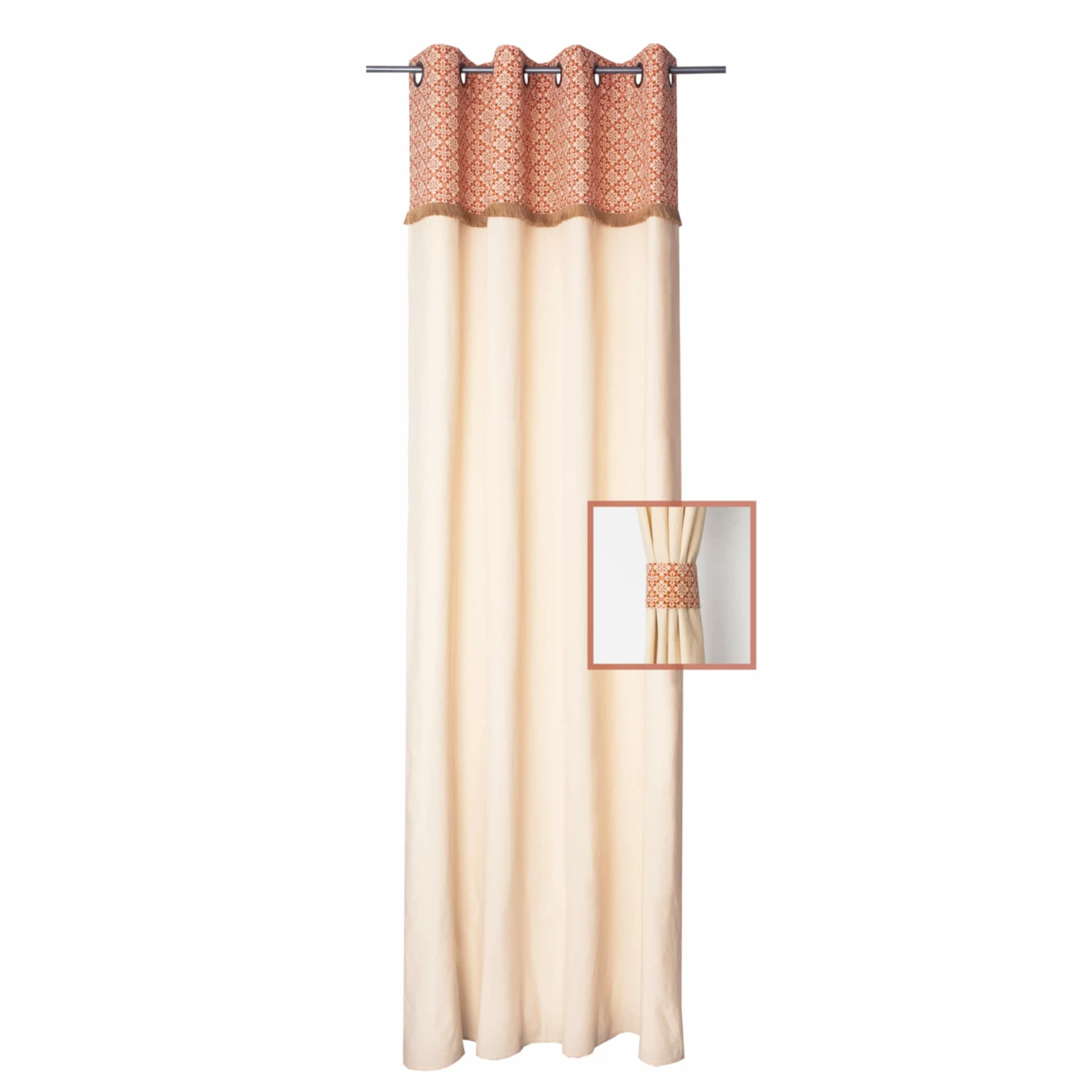 Rideau à œillets Avec Frange Jute Beige 135x250 3 Rideau à œillets Avec Frange Jute Beige 135x250