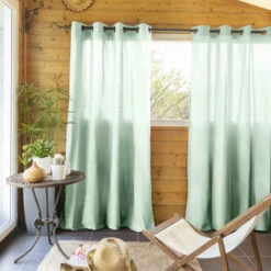 Lot De 2 Rideaux Tamisants à œillets 140x260 17 Lot De 2 Rideaux Tamisants à œillets 140x260 -Doublures De Lit Soldes 2024 rideau tamisant vert 2