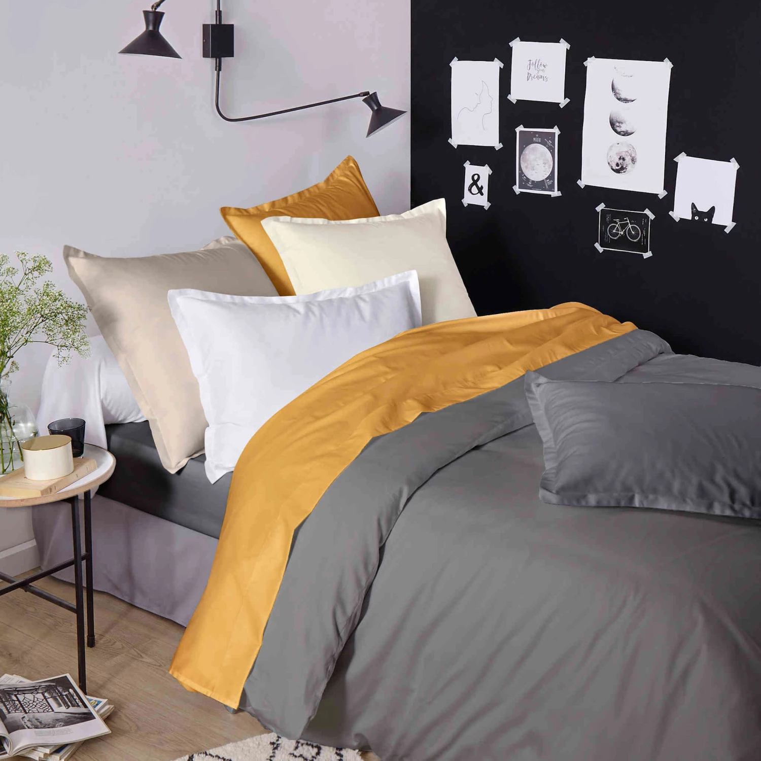 Housse De Couette Satin De Coton Anthracite - Tradilinge 3 Housse De Couette Satin De Coton Anthracite - Tradilinge