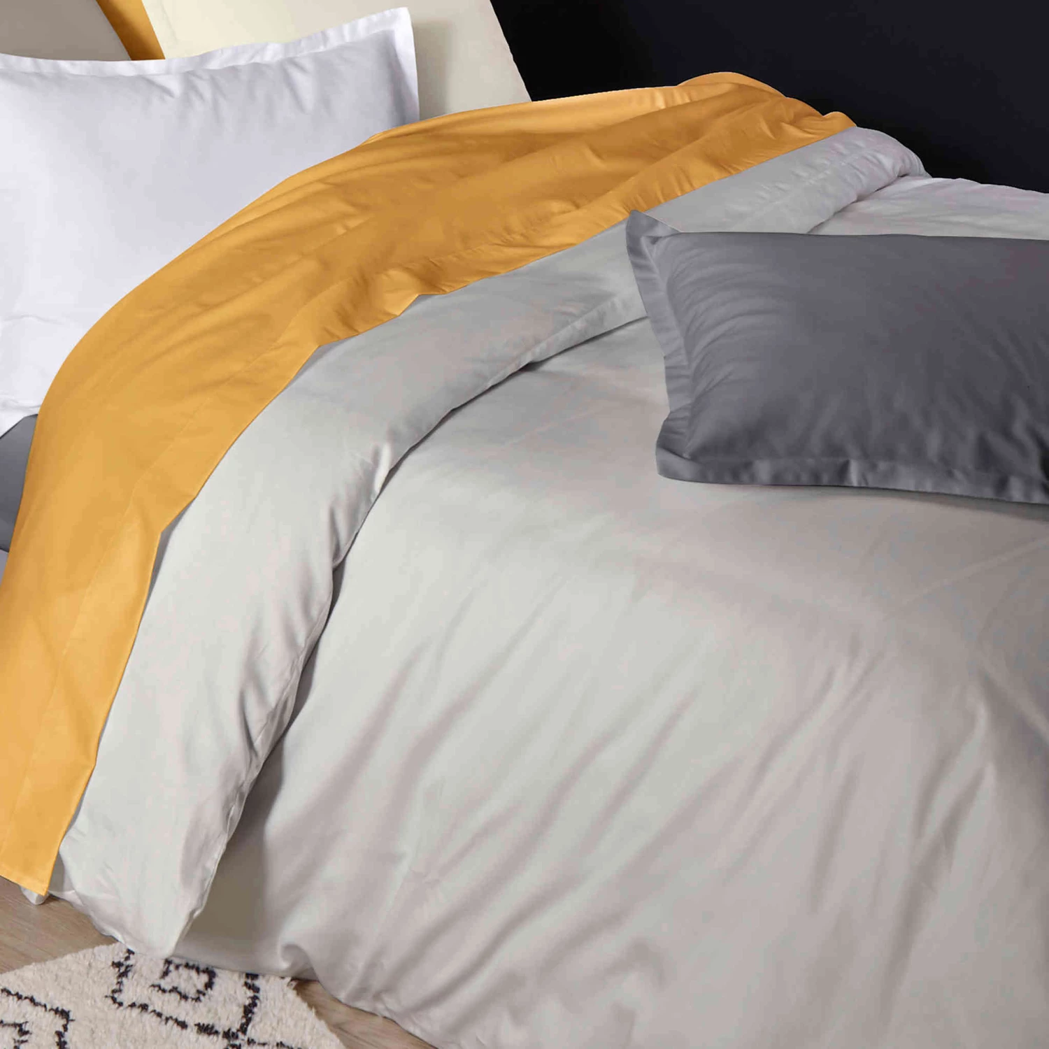 Housse De Couette Satin De Coton Gris - Tradilinge 4 Housse De Couette Satin De Coton Gris - Tradilinge – Image 2