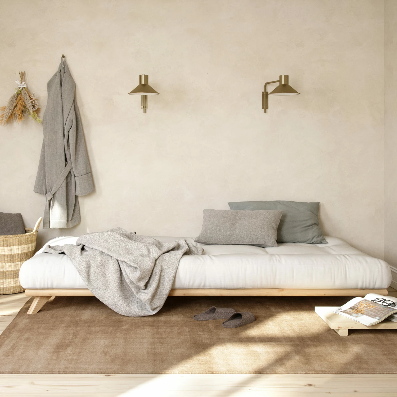 Ensemble Lit Futon Senza Naturel + Matelas écru 180x200 5 Ensemble Lit Futon Senza Naturel + Matelas écru 180x200 – Image 3