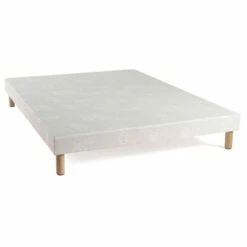 Ensemble Matelas Mousse Tranquillité + Sommier + Pieds 9 Ensemble Matelas Mousse Tranquillité + Sommier + Pieds -Doublures De Lit Soldes 2024 sommier tapissier blanc lattes recouvertes 140x190 1