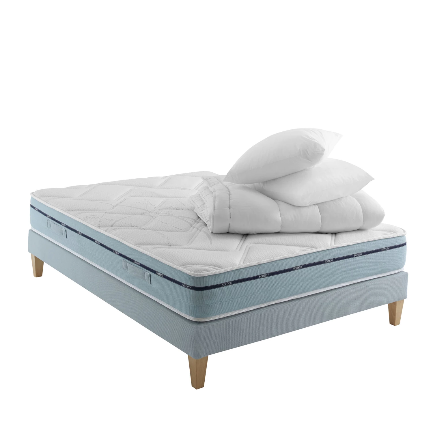 Ensemble Matelas Mémoire De Forme, Sommier, Pieds, Couette Et Oreiller Songe 500 - SOMEO 3 Ensemble Matelas Mémoire De Forme, Sommier, Pieds, Couette Et Oreiller Songe 500 - SOMEO
