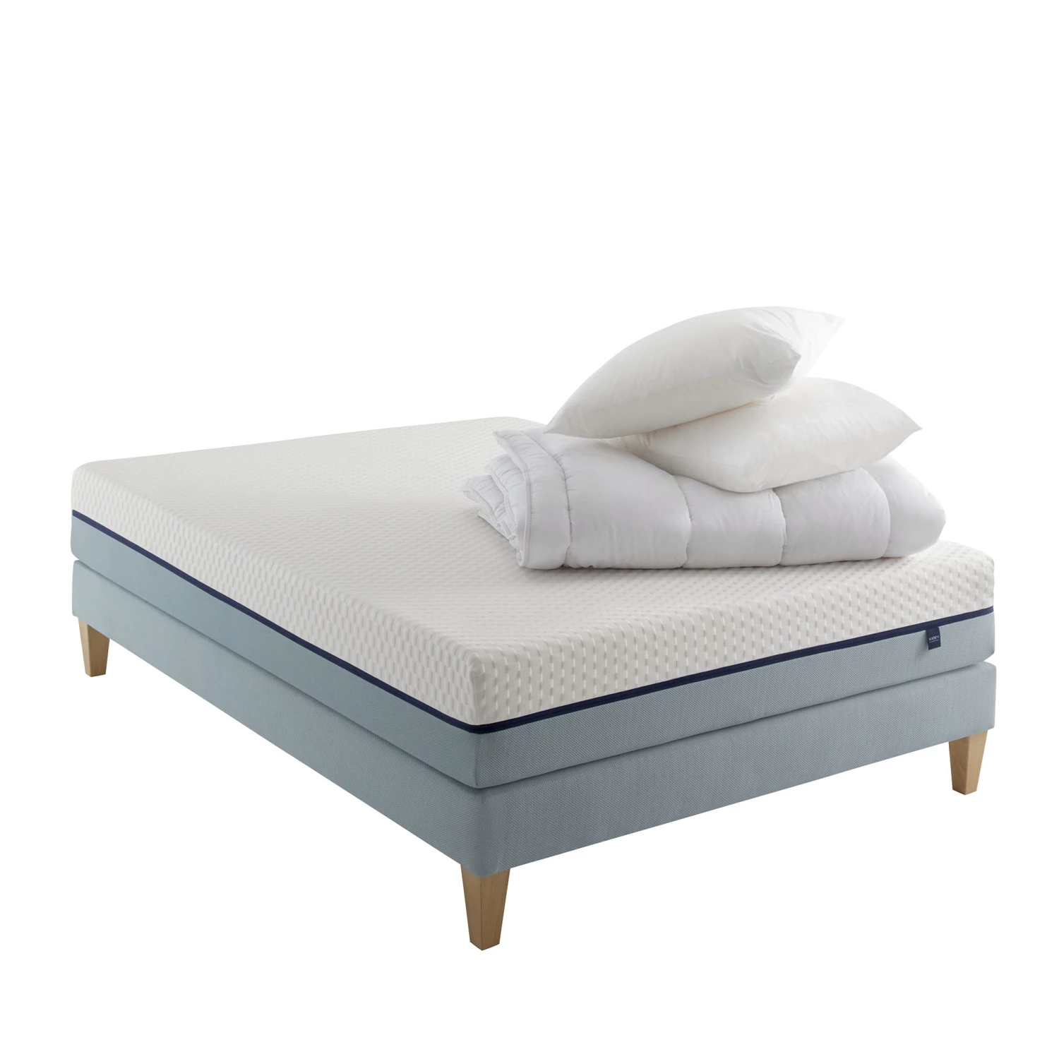 Ensemble Matelas Mémoire De Forme, Sommier, Pieds, Couette Et Oreiller Songe 600 - SOMEO 3 Ensemble Matelas Mémoire De Forme, Sommier, Pieds, Couette Et Oreiller Songe 600 - SOMEO