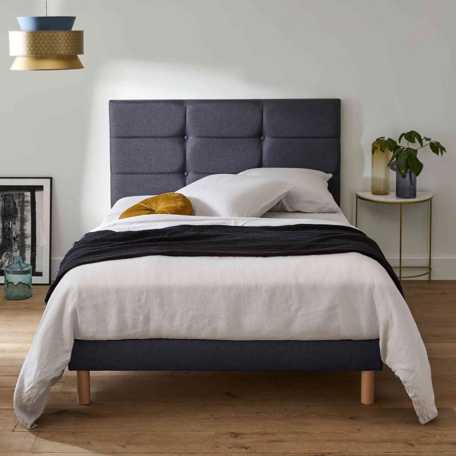 Tête De Lit Déco Cozy Chiné Anthracite - Merinos 4 Tête De Lit Déco Cozy Chiné Anthracite - Merinos – Image 2