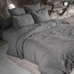 Lot De 2 Taies D'oreillers Double Gaze De Coton Gris Anthracite 8 Lot De 2 Taies D'oreillers Double Gaze De Coton Gris Anthracite -Doublures De Lit Soldes 2024 taie oreiller anthracite 4 1