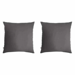 Lot De 2 Taies D'oreillers Double Gaze De Coton Gris Anthracite