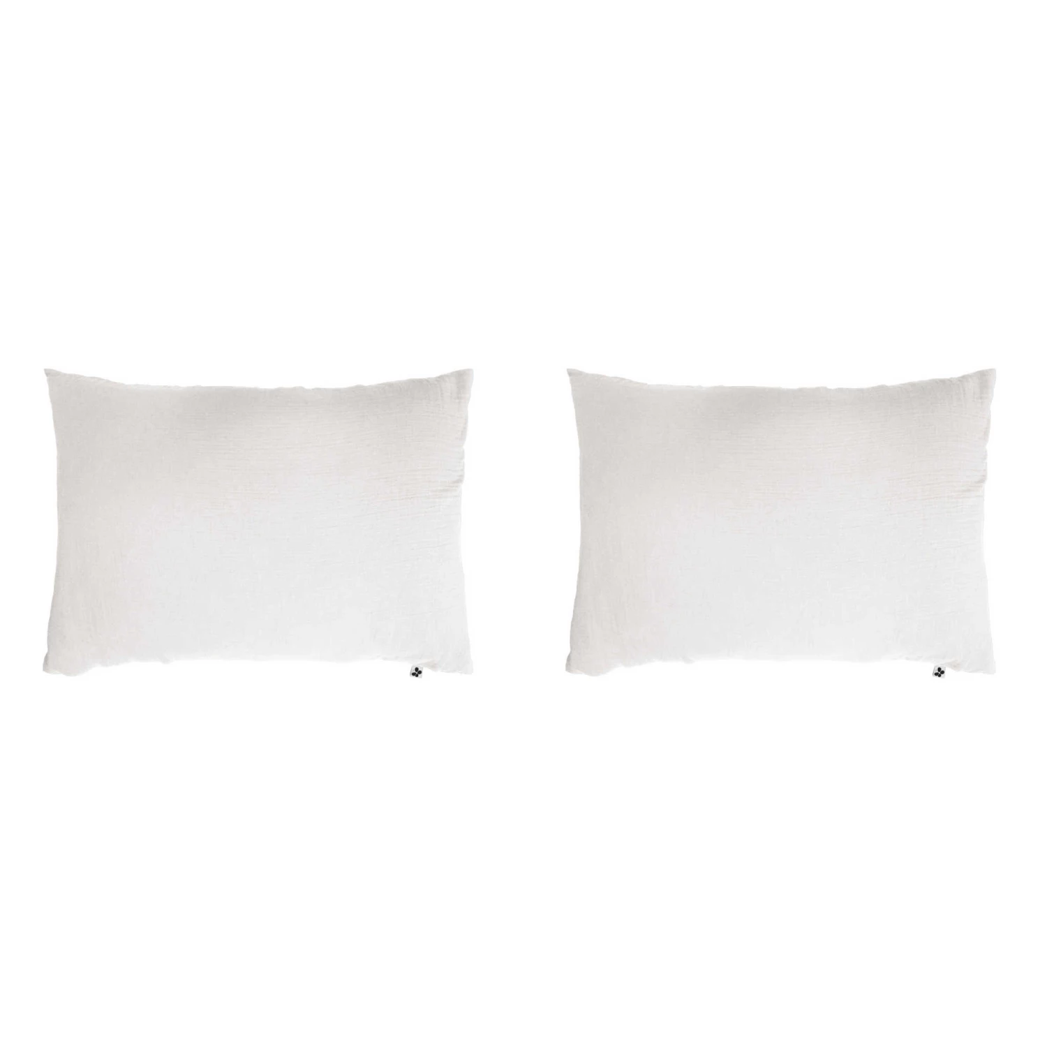 Lot De 2 Taies D'oreillers Double Gaze De Coton Blanc 4 Lot De 2 Taies D'oreillers Double Gaze De Coton Blanc – Image 2