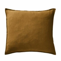 Taie D'oreiller Lin Lavé 27 Taie D'oreiller Lin Lavé -Doublures De Lit Soldes 2024 taie oreiller carre marron fond blanc 1