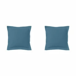 Lot De 2 Taies D'oreillers Bleu Minéral 100% Coton Biologique