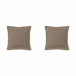 Lot De 2 Taies D'oreillers Taupe 100% Coton Biologique