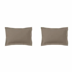 Lot De 2 Taies D'oreillers Taupe 100% Coton Biologique 8 Lot De 2 Taies D'oreillers Taupe 100% Coton Biologique -Doublures De Lit Soldes 2024 taie oreiller coton bio taupe fond blanc 3