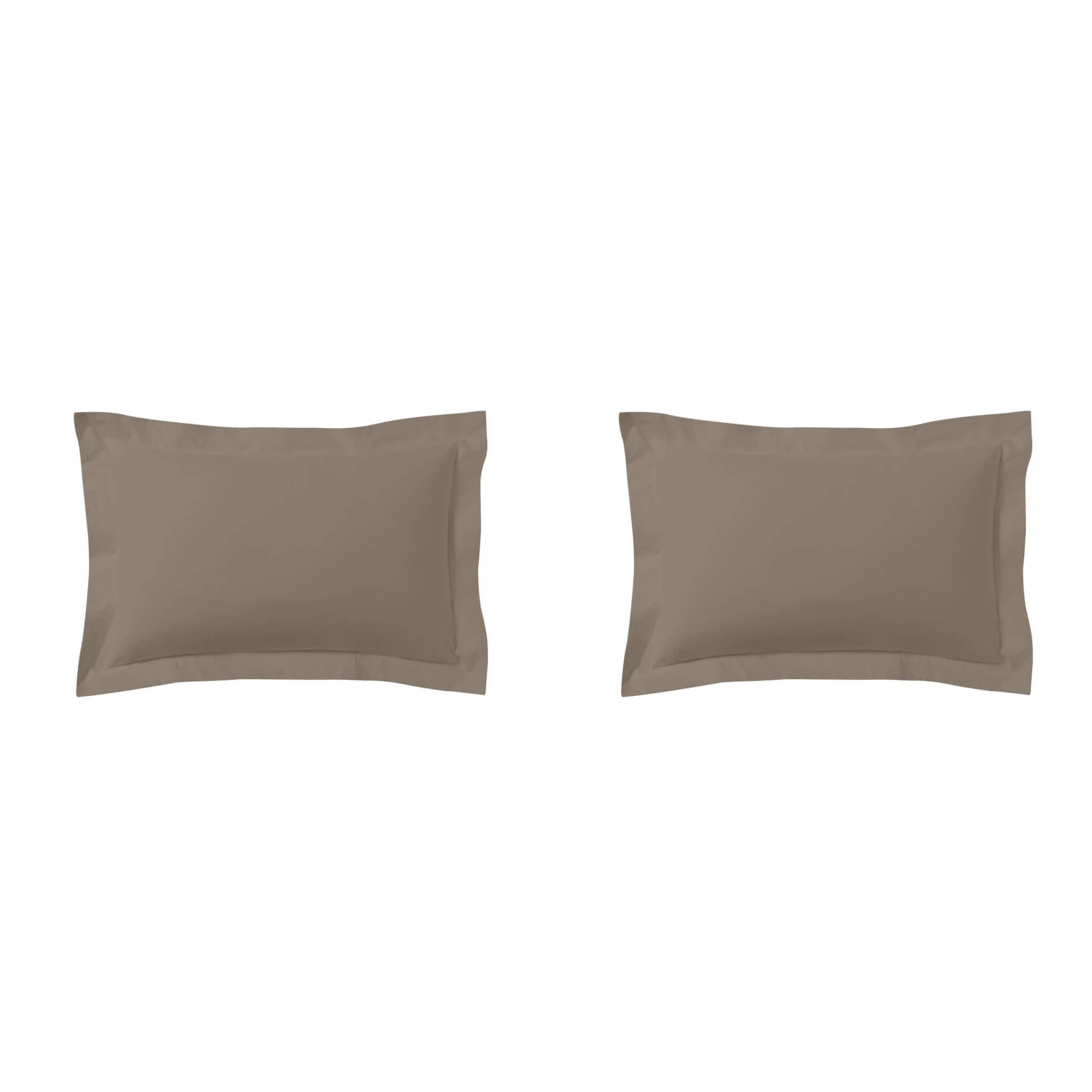 Lot De 2 Taies D'oreillers Taupe 100% Coton Biologique 5 Lot De 2 Taies D'oreillers Taupe 100% Coton Biologique – Image 3