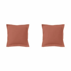 Lot De 2 Taies D'oreillers Terracotta 100% Coton
