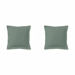 Lot De 2 Taies D'oreillers Vert De Gris 100% Coton