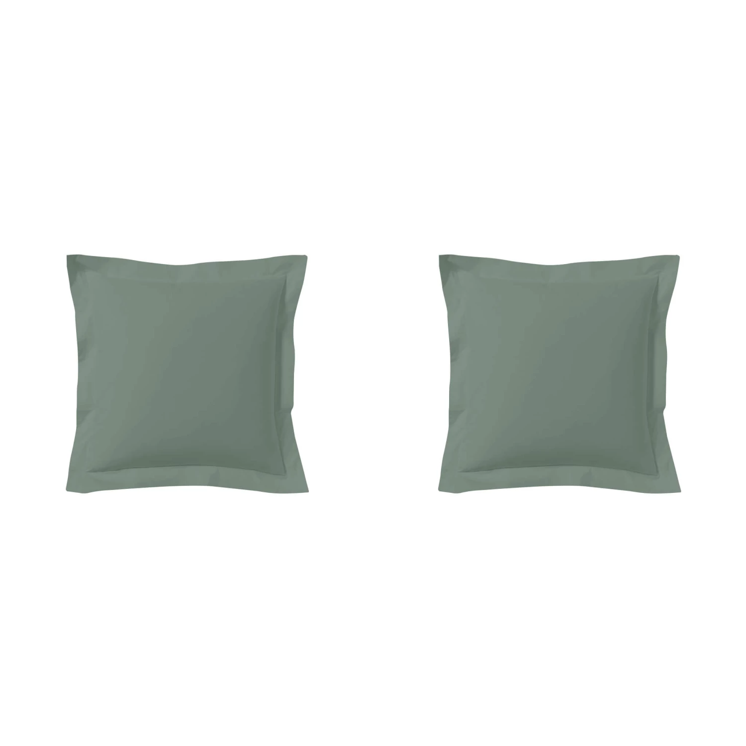 Lot De 2 Taies D'oreillers Vert De Gris 100% Coton 3 Lot De 2 Taies D'oreillers Vert De Gris 100% Coton