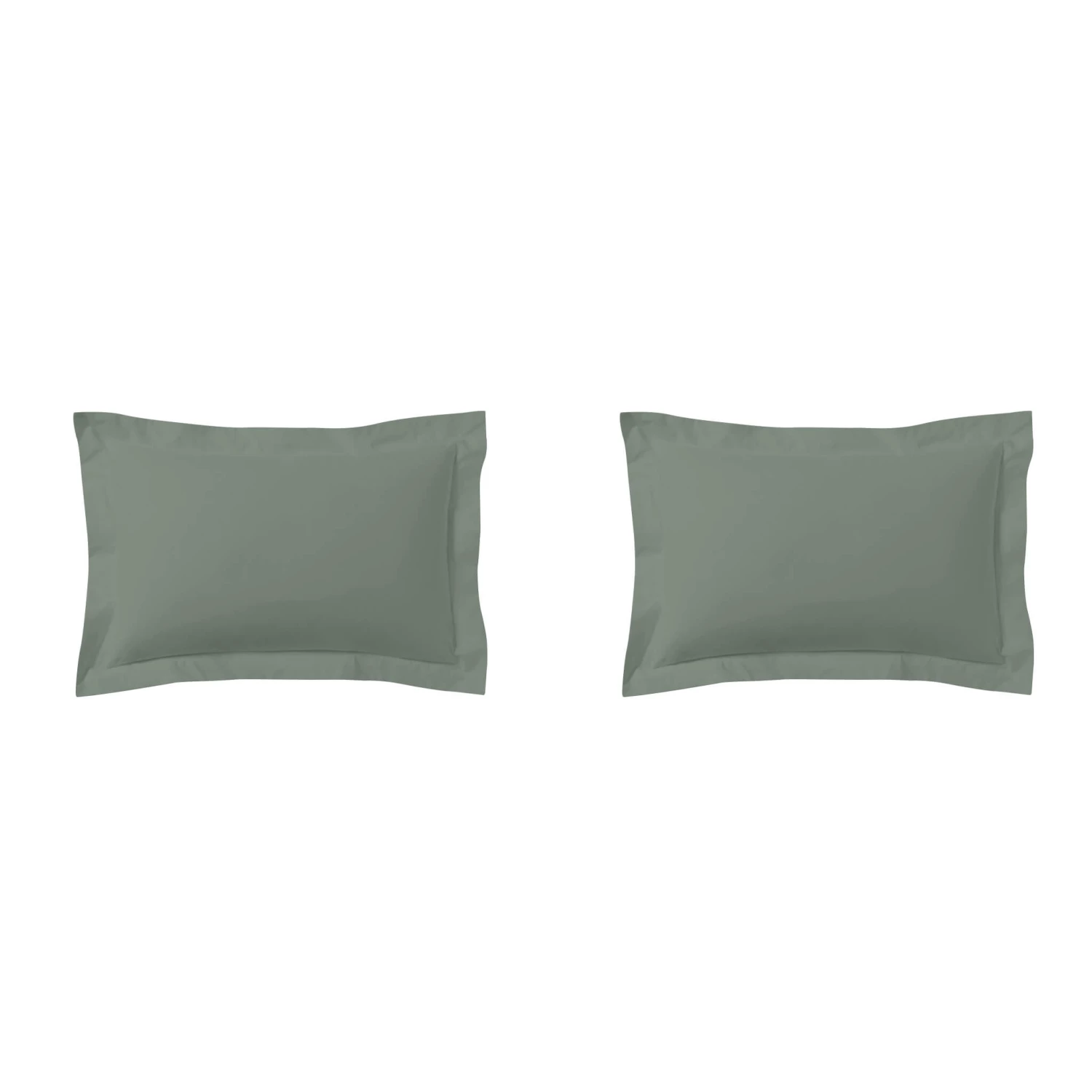Lot De 2 Taies D'oreillers Vert De Gris 100% Coton 5 Lot De 2 Taies D'oreillers Vert De Gris 100% Coton – Image 3