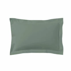 Lot De 2 Taies D'oreillers Vert De Gris 100% Coton 9 Lot De 2 Taies D'oreillers Vert De Gris 100% Coton -Doublures De Lit Soldes 2024 taie oreiller coton vert de gris fond blanc 4