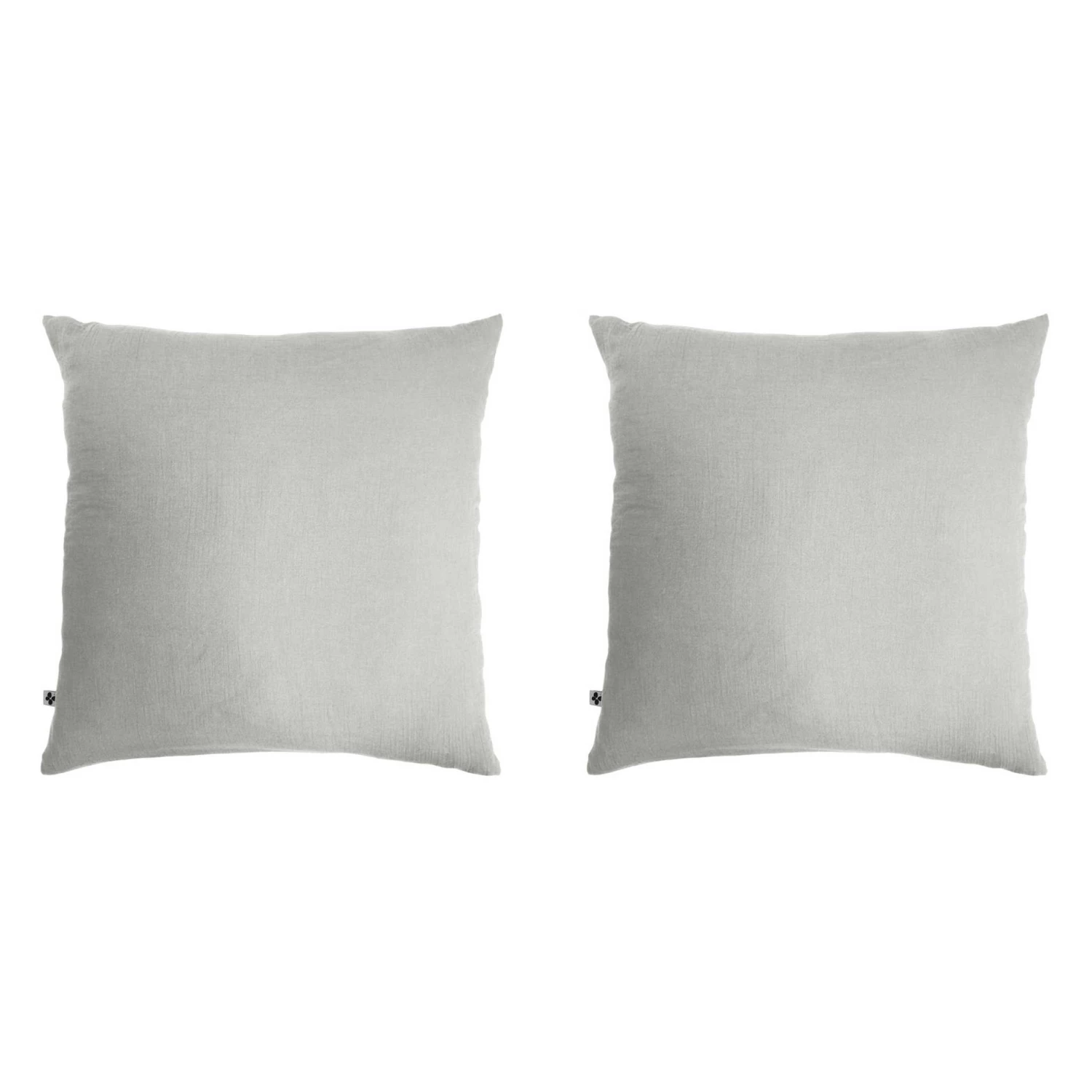 Lot De 2 Taies D'oreillers Double Gaze De Coton Gris 3 Lot De 2 Taies D'oreillers Double Gaze De Coton Gris