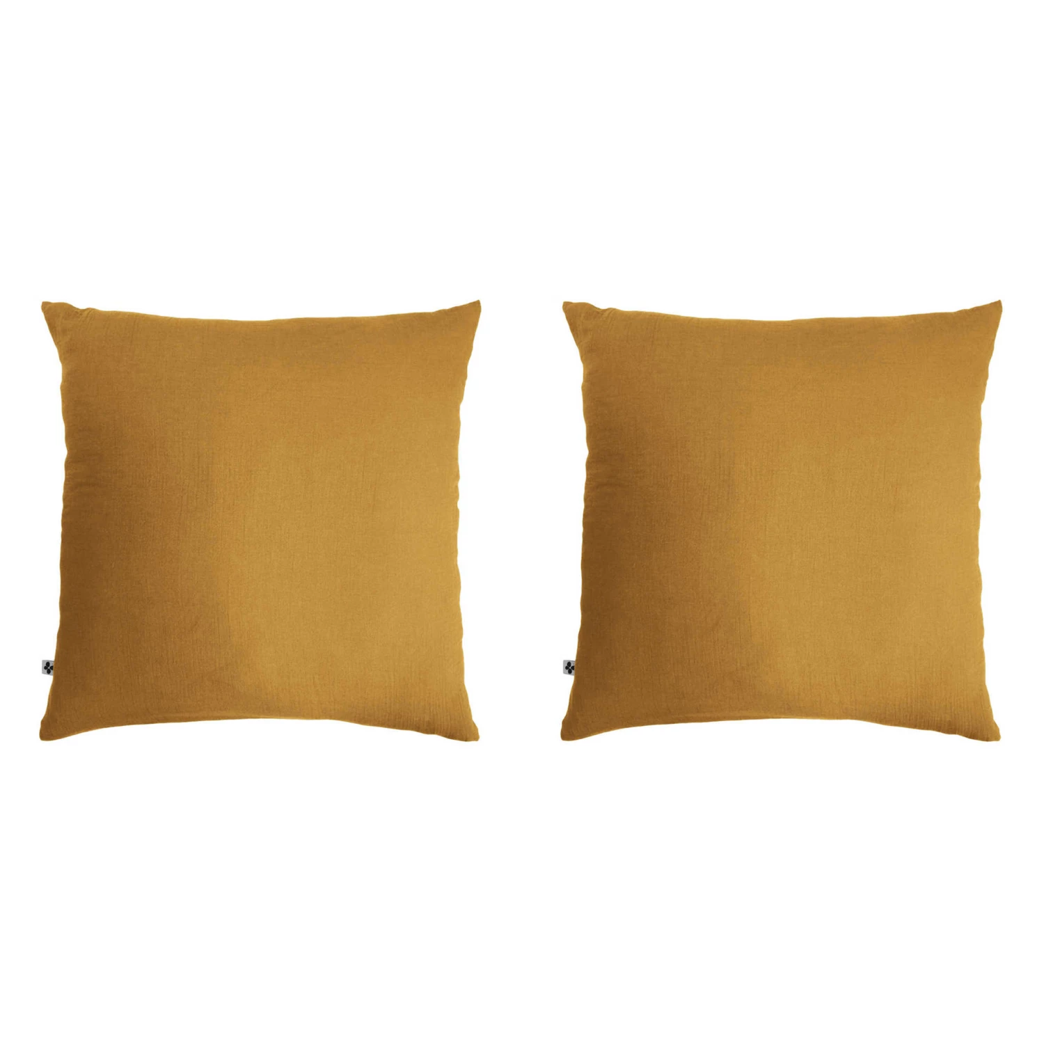 Lot De 2 Taies D'oreillers Double Gaze De Coton Jaune Safran 3 Lot De 2 Taies D'oreillers Double Gaze De Coton Jaune Safran