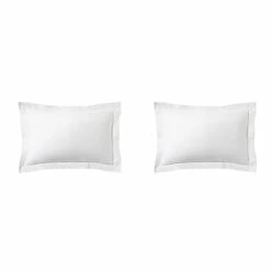 Lot De 2 Taies D'oreiller Blanc 100% Lin 9 Lot De 2 Taies D'oreiller Blanc 100% Lin -Doublures De Lit Soldes 2024 taie oreiller lin blanc fond blanc 3
