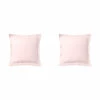 Lot De 2 Taies D'oreiller Rose Aube 100% Lin 2 Lot De 2 Taies D'oreiller Rose Aube 100% Lin -Doublures De Lit Soldes 2024 taie oreiller lin rose fond blanc 1
