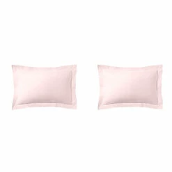 Lot De 2 Taies D'oreiller Rose Aube 100% Lin -Doublures De Lit Soldes 2024 taie oreiller lin rose fond blanc 3