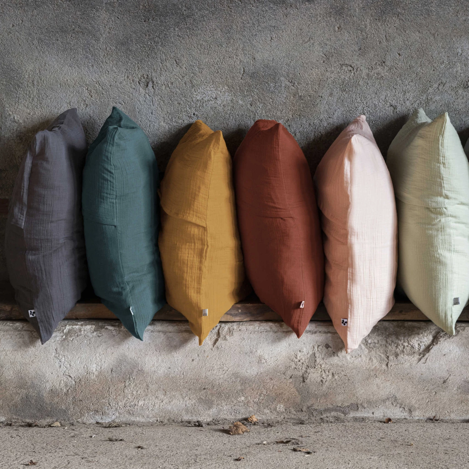 Taie D'oreiller Double Gaze De Coton Orange Terracotta 6 Taie D'oreiller Double Gaze De Coton Orange Terracotta – Image 4