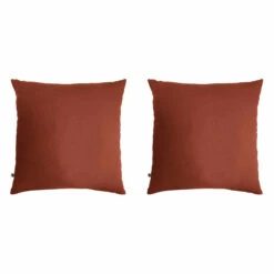 Lot De 2 Taies D'oreillers Double Gaze De Coton Orange Terracotta