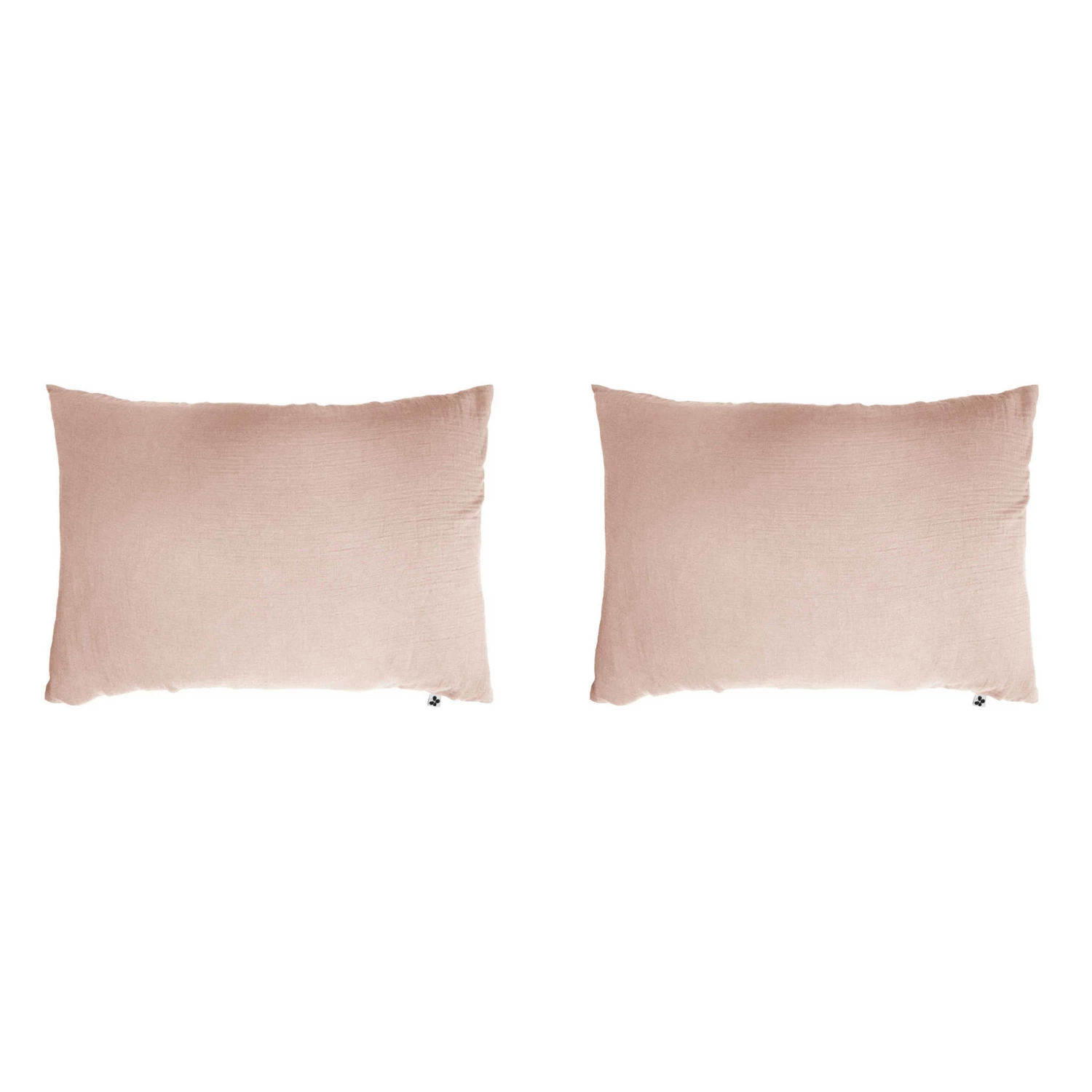 Lot De 2 Taies D'oreillers Double Gaze De Coton Rose 4 Lot De 2 Taies D'oreillers Double Gaze De Coton Rose – Image 2