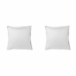 Lot De 2 Taies D'oreiller Blanc 100% Satin De Coton