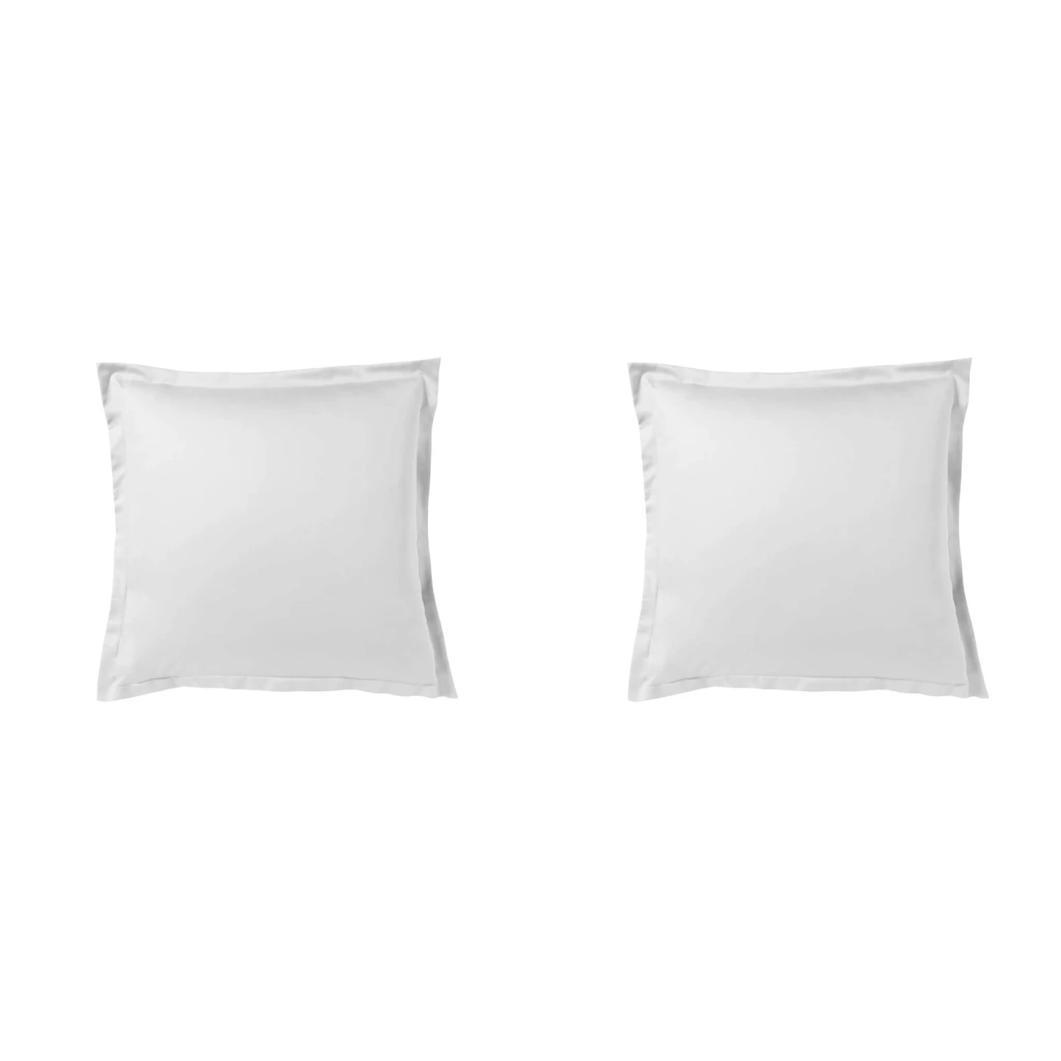 Lot De 2 Taies D'oreiller Blanc 100% Satin De Coton 3 Lot De 2 Taies D'oreiller Blanc 100% Satin De Coton
