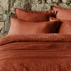 Taie D'oreiller Lin Lavé 38 Taie D'oreiller Lin Lavé -Doublures De Lit Soldes 2024 taie oreiller soline orange zoom 2