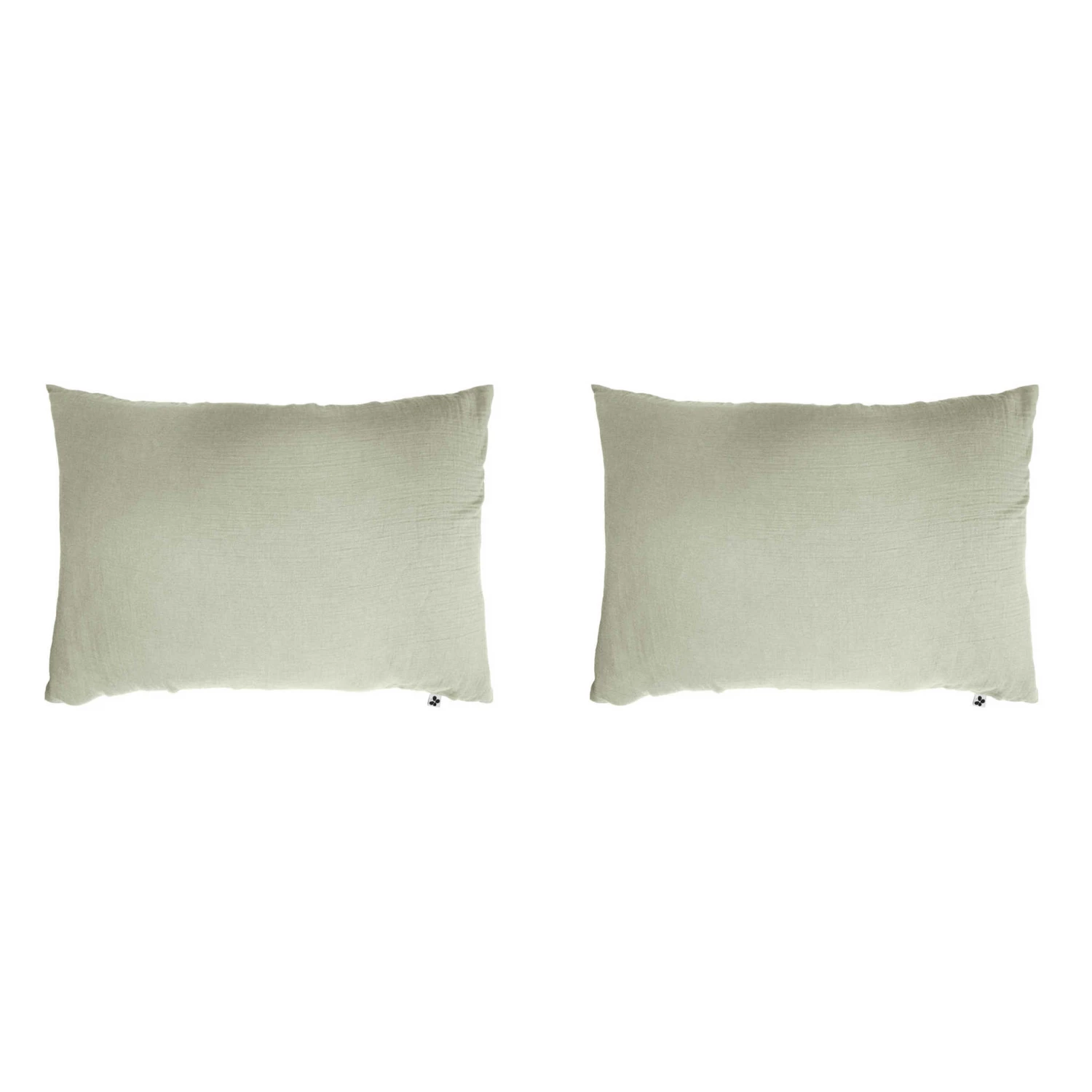 Lot De 2 Taies D'oreillers Double Gaze De Coton Vert D'eau 4 Lot De 2 Taies D'oreillers Double Gaze De Coton Vert D'eau – Image 2