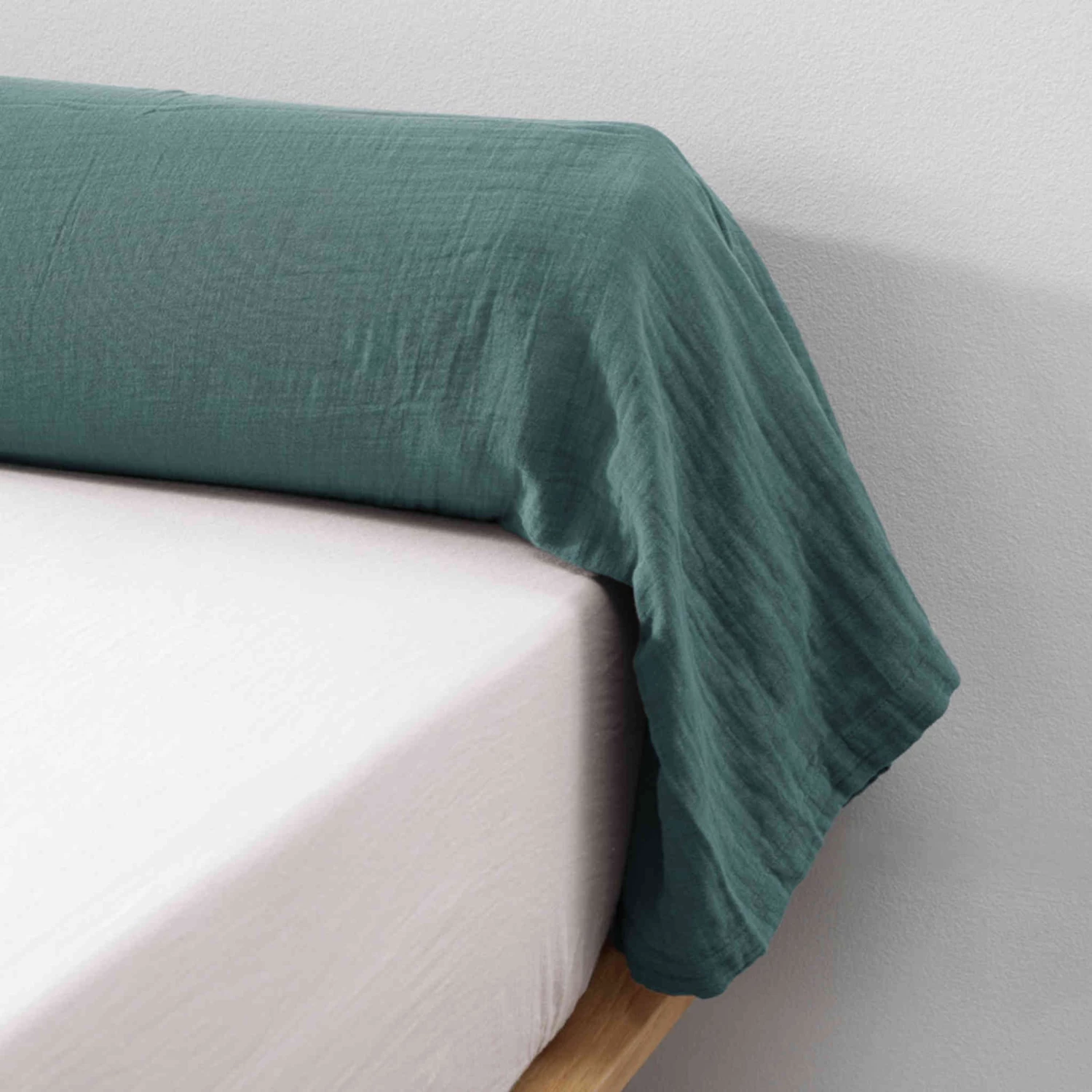 Taie De Traversin Double Gaze De Coton Bleu Canard 4 Taie De Traversin Double Gaze De Coton Bleu Canard – Image 2