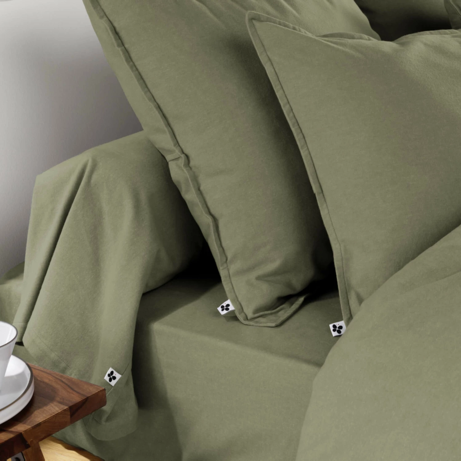 Taie De Traversin Flanelle Kaki 85x185 4 Taie De Traversin Flanelle Kaki 85x185 – Image 2