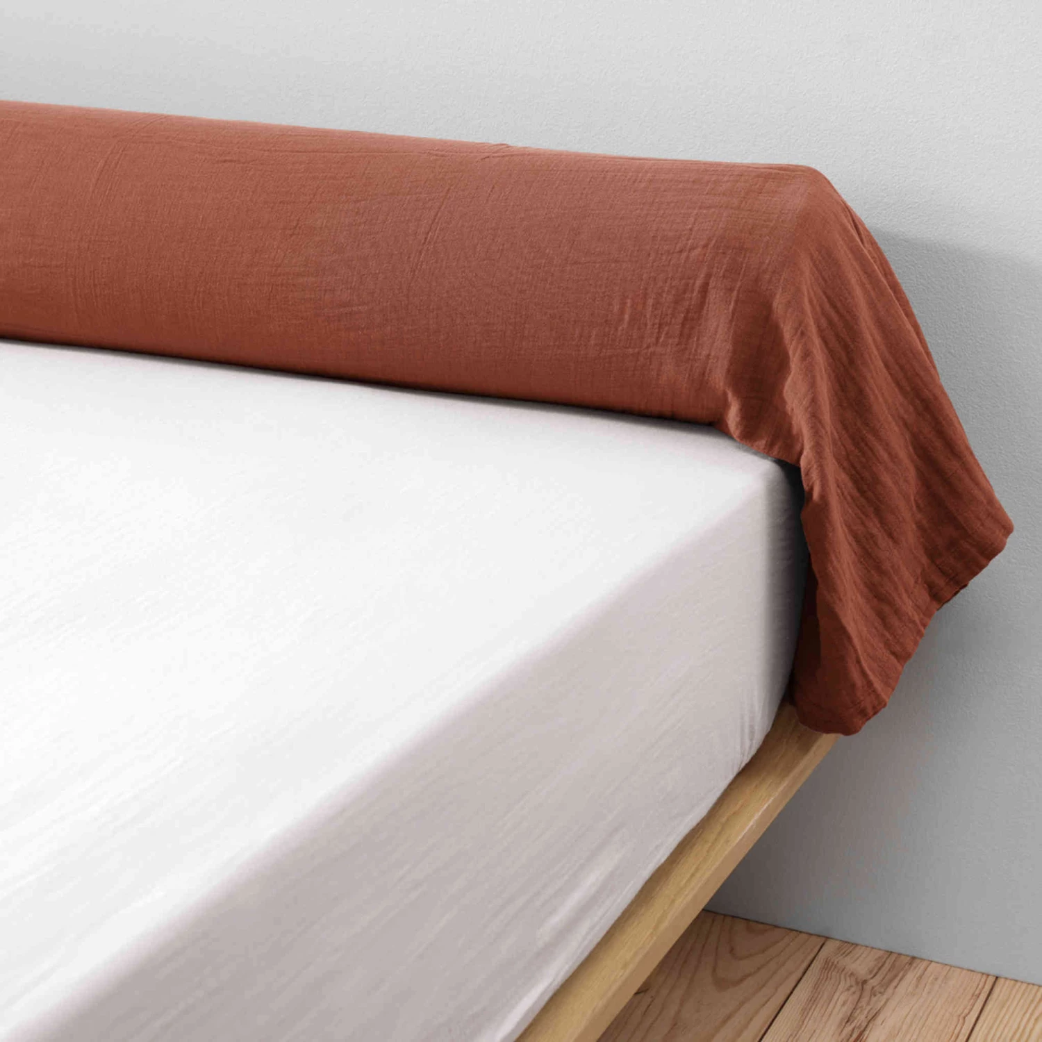 Taie De Traversin Double Gaze De Coton Orange Terracotta 3 Taie De Traversin Double Gaze De Coton Orange Terracotta