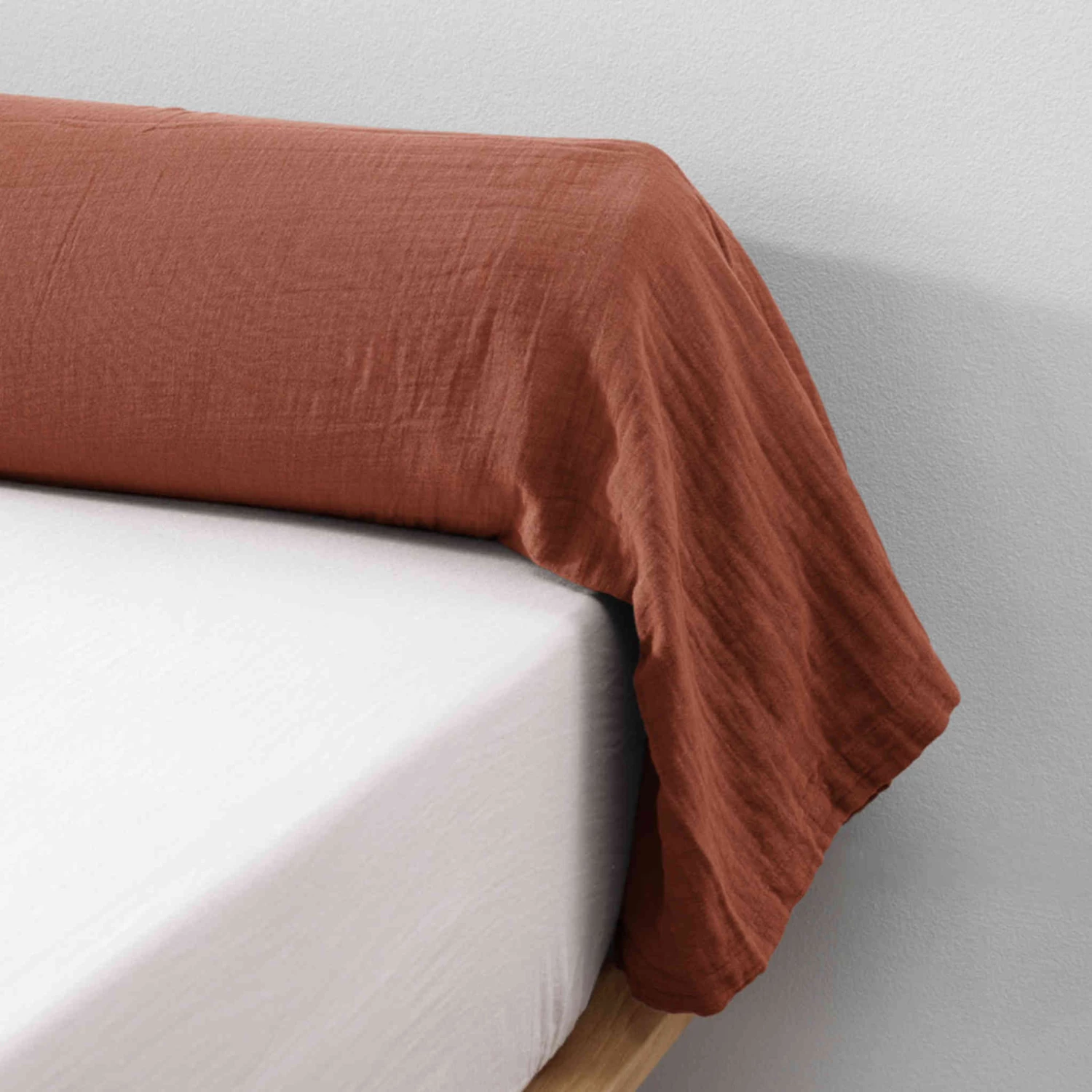 Taie De Traversin Double Gaze De Coton Orange Terracotta 4 Taie De Traversin Double Gaze De Coton Orange Terracotta – Image 2