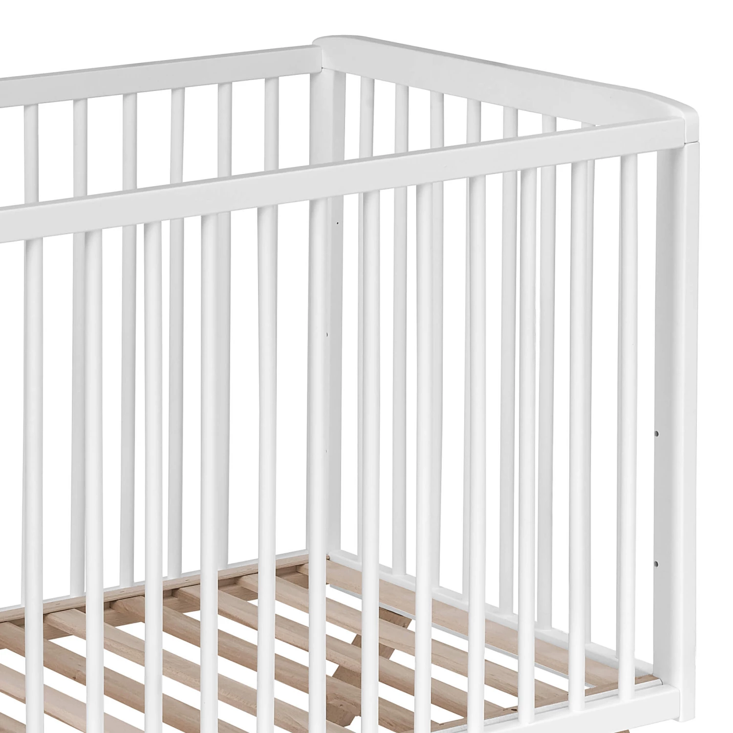 Lit Bébé En Bois Massif Blanc Avec Sommier Réglable En Hauteur 60x120 5 Lit Bébé En Bois Massif Blanc Avec Sommier Réglable En Hauteur 60x120 – Image 3