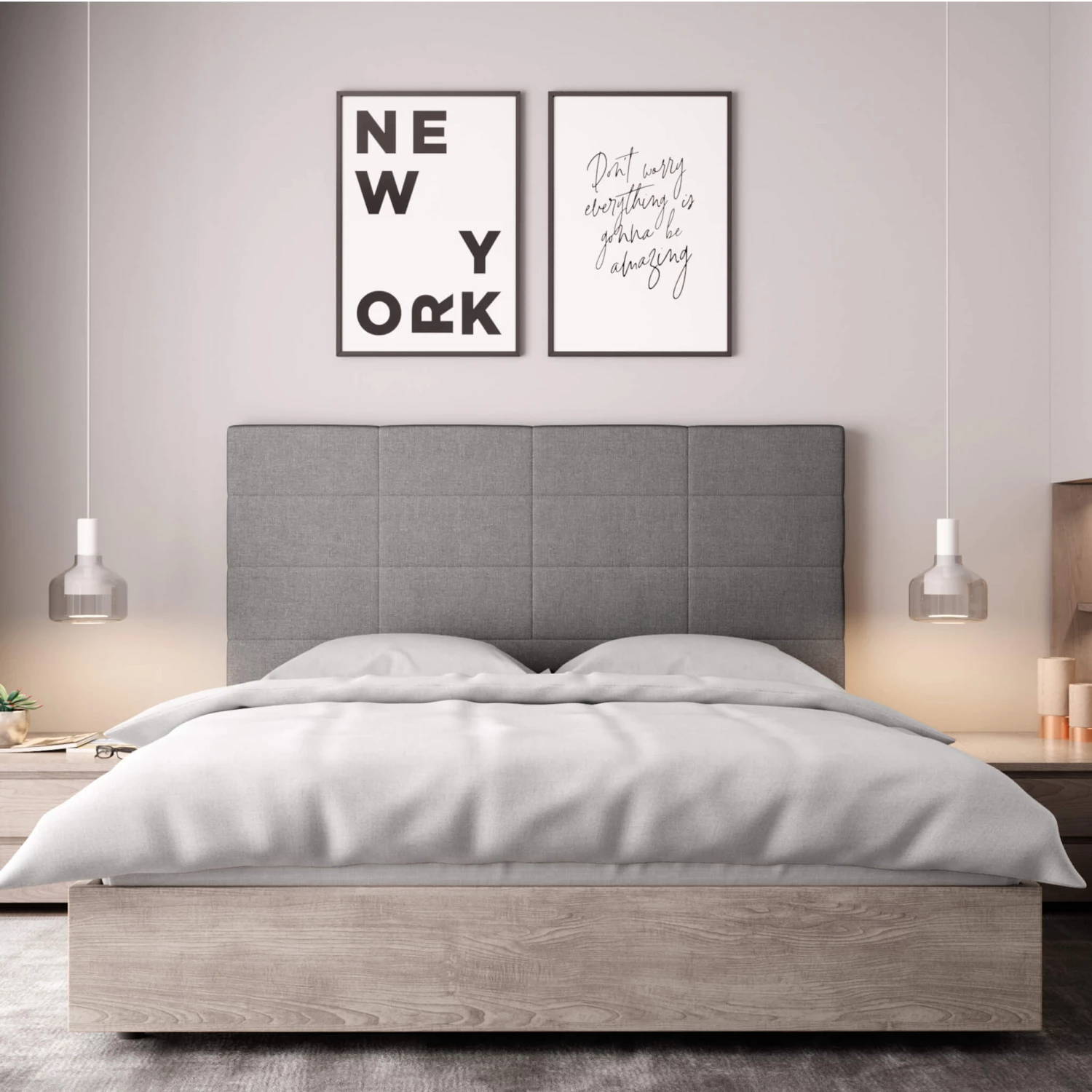 Tête De Lit Déco Aspect Quadrillé Gris 5 Tête De Lit Déco Aspect Quadrillé Gris – Image 3