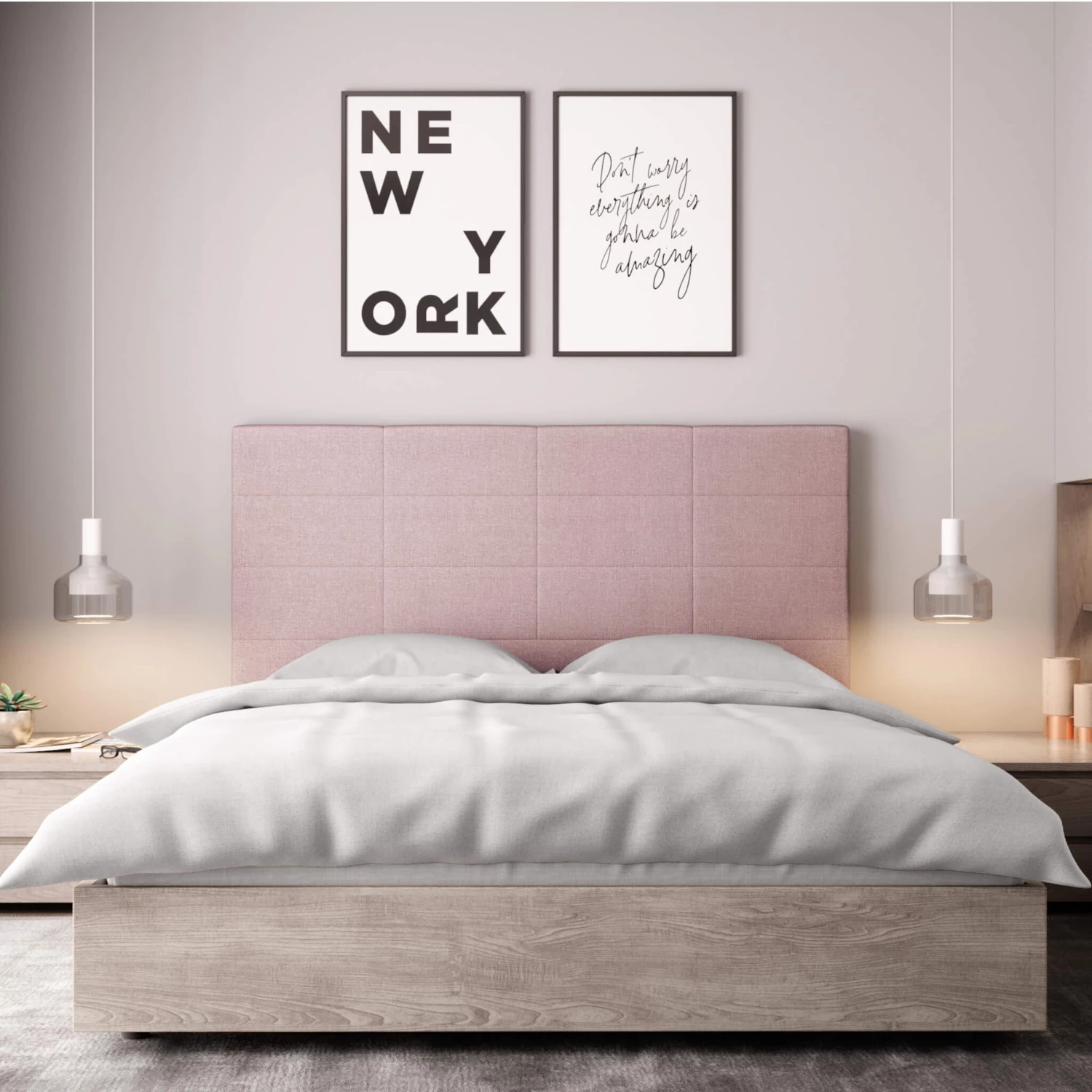 Tête De Lit Déco Aspect Quadrillé Vieux Rose 5 Tête De Lit Déco Aspect Quadrillé Vieux Rose – Image 3