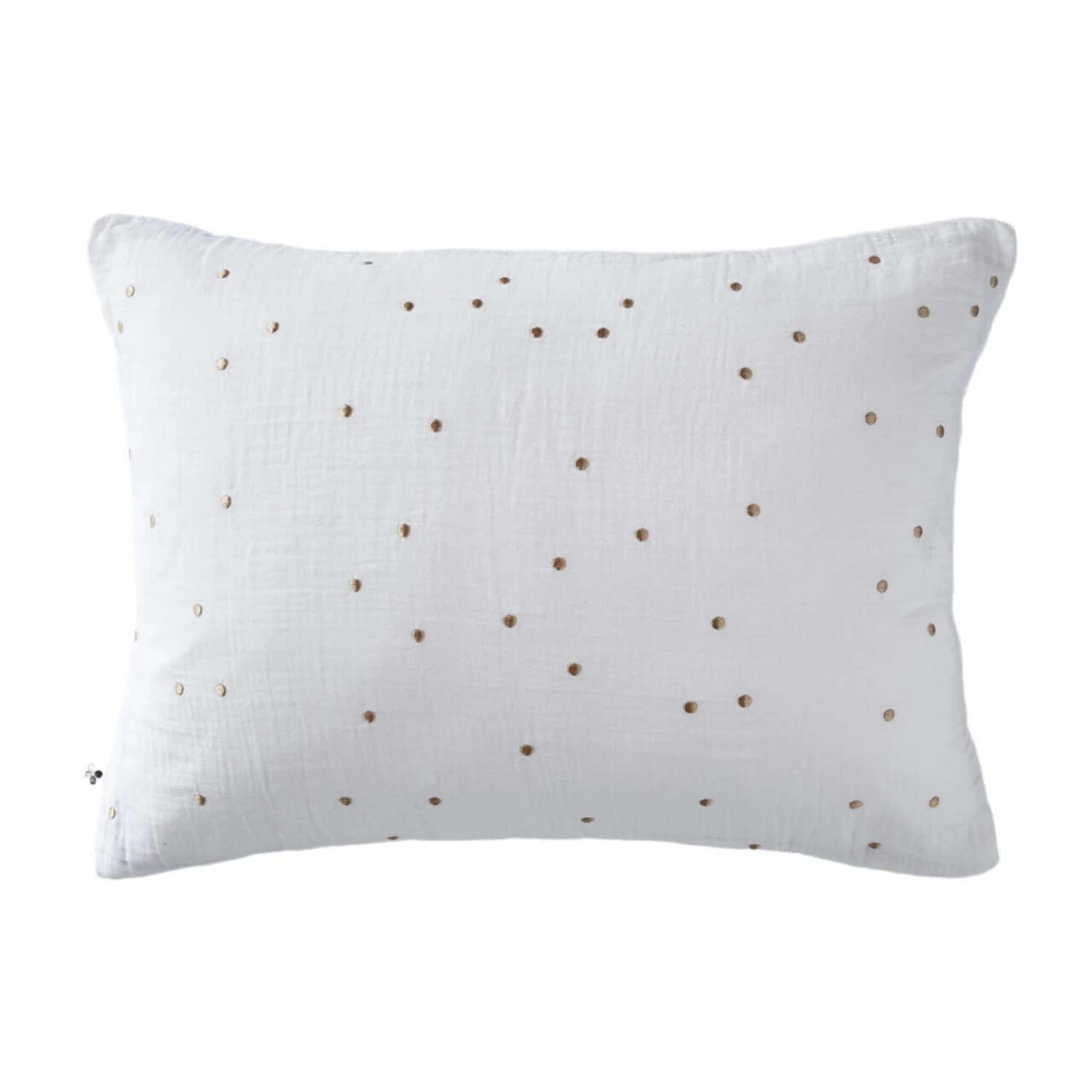 Taie D'oreiller à Pois Brodés Double Gaze De Coton Blanc 4 Taie D'oreiller à Pois Brodés Double Gaze De Coton Blanc – Image 2