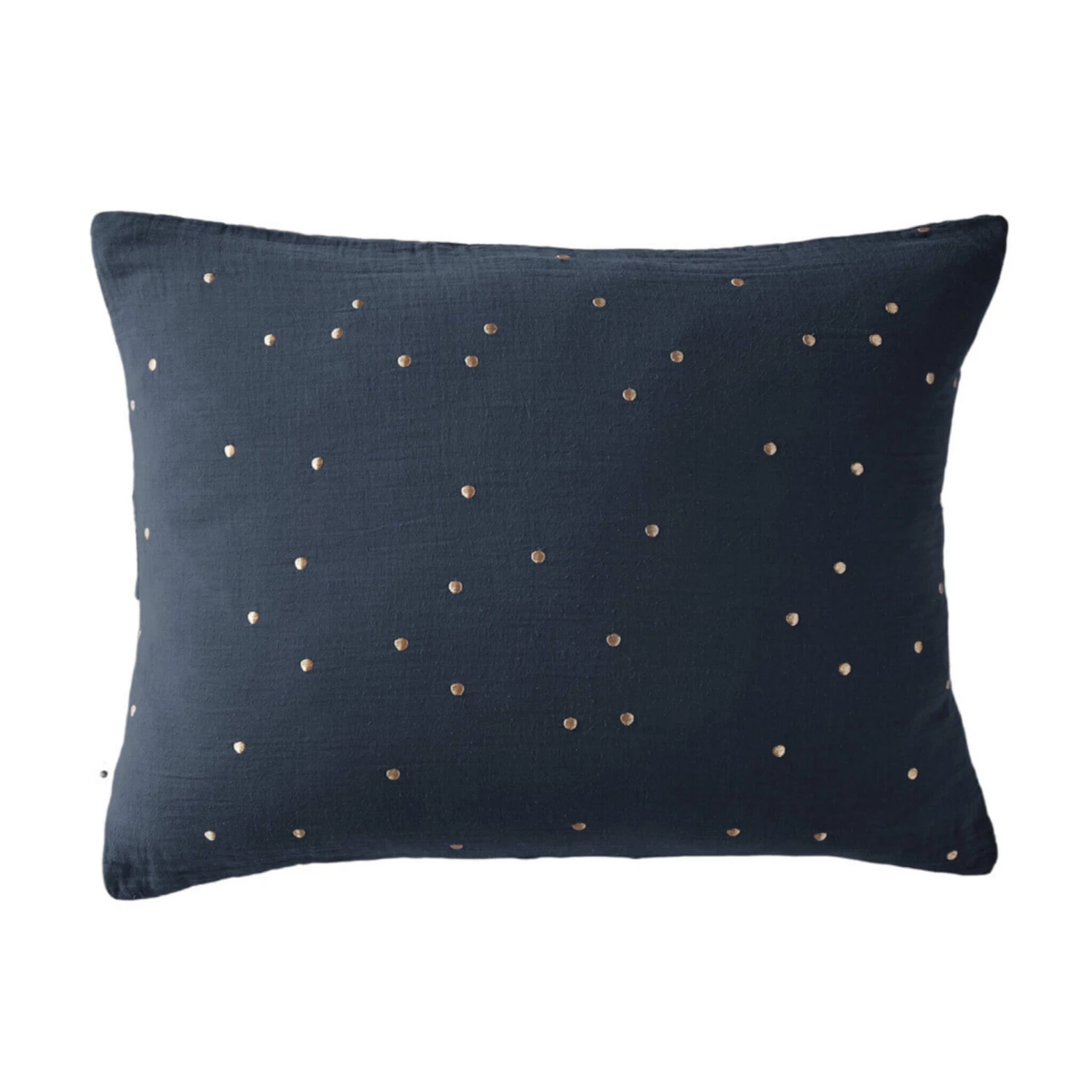 Taie D'oreiller à Pois Brodés Double Gaze De Coton Marine 4 Taie D'oreiller à Pois Brodés Double Gaze De Coton Marine – Image 2