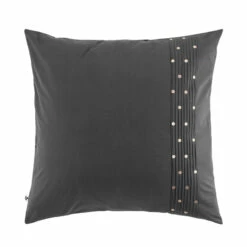 Taie D'oreiller Brodée Plis Religieuses Anthracite