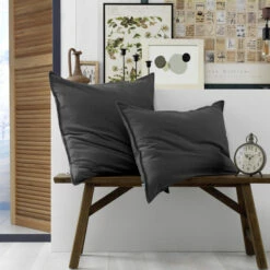 Lot De 2 Taies D'oreiller Flanelle Anthracite 9 Lot De 2 Taies D'oreiller Flanelle Anthracite -Doublures De Lit Soldes 2024 to ambiance anthracite 2