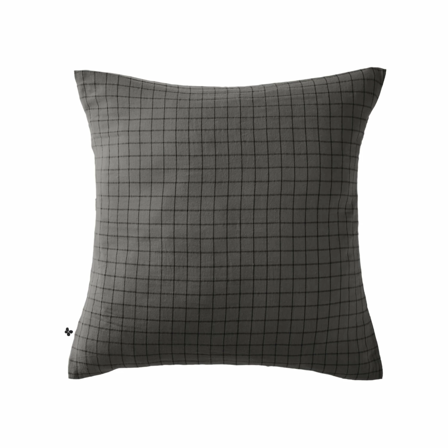 Taie D'oreiller à Carreaux Double Gaze De Coton Anthracite 3 Taie D'oreiller à Carreaux Double Gaze De Coton Anthracite